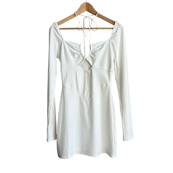 Sabo Dress Womens Medium White Long Sleeve Carmelita Cutout Bodycon Mini - Picture 1 of 8